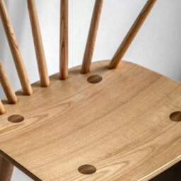 Xample Gallery Craft Oak Bar Stool With Light Brown Finish, Turned Legs & Back Spindles, Counter Height, Solid Oak & Oak Veneers - thumbnail 4