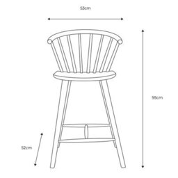 Xample Gallery Craft Oak Bar Stool With Light Brown Finish, Turned Legs & Back Spindles, Counter Height, Solid Oak & Oak Veneers - thumbnail 2