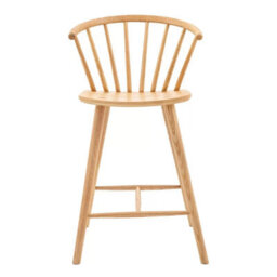Xample Gallery Craft Oak Bar Stool With Light Brown Finish, Turned Legs & Back Spindles, Counter Height, Solid Oak & Oak Veneers - thumbnail 5