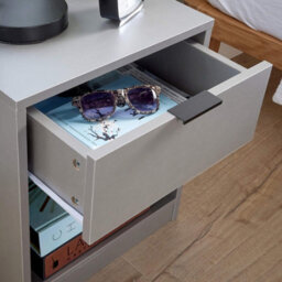 Home Source Phoenix 1 Drawer Bedside Table Nightstand Storage Unit Grey Bedroom Furniture - thumbnail 6