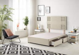 Somnior Beds Somnior Flexby Tweed Natural Divan Bed Base With 2 Drawers And Headboard - Small Double - thumbnail 1