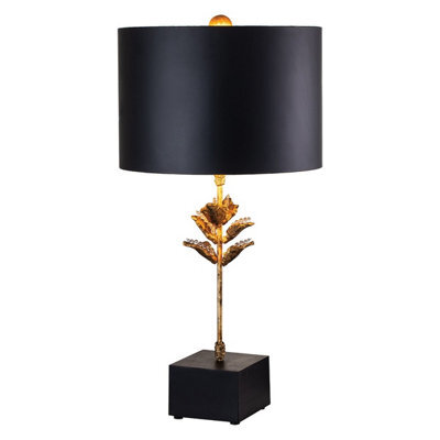 Luminosa Lighting Elstead Camilia Table Lamp With Round Shade, Antique Gold And Black - image 1