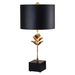 Luminosa Lighting Elstead Camilia Table Lamp With Round Shade, Antique Gold And Black - thumbnail 1