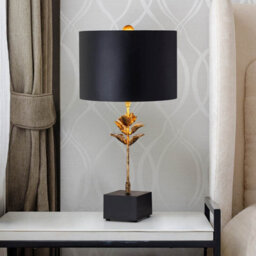 Luminosa Lighting Elstead Camilia Table Lamp With Round Shade, Antique Gold And Black - thumbnail 5