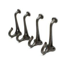 Oakcrafts - Antique Cast Iron Evelyn Hall Stand Hat & Coat Hook 100mm - Pack Of 4 Hooks - thumbnail 4