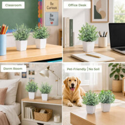 CLEFFNS 4 Pack Fake Plants Mini Artificial Plants Indoor With Pot Home Decor Indoor Office Table Room Farmhouse Bathroom Decor Faux Plants - thumbnail 5