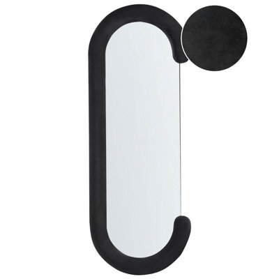 Beliani Wall Mirror Loches 54 Cm 158 Cm Velvet Black - image 1