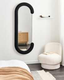 Beliani Wall Mirror Loches 54 Cm 158 Cm Velvet Black - thumbnail 2