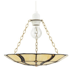 Happy Homewares Amber Toned Circular Tiffany Stained Glass Pendant Ceiling Light Shade - thumbnail 5