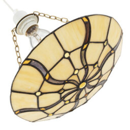 Happy Homewares Amber Toned Circular Tiffany Stained Glass Pendant Ceiling Light Shade - thumbnail 8