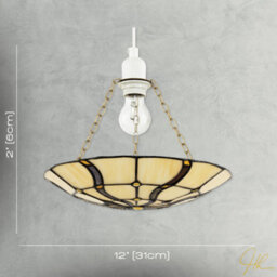 Happy Homewares Amber Toned Circular Tiffany Stained Glass Pendant Ceiling Light Shade - thumbnail 7