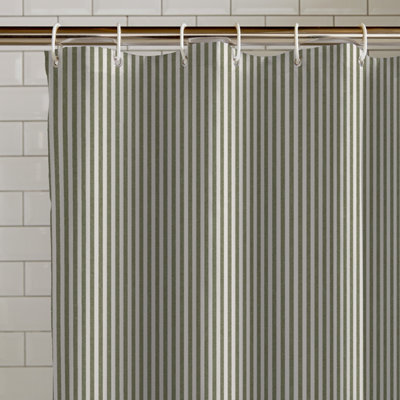 Catherine Lansfield Timeless Stripe 180X180Cm Shower Curtain Green - image 1