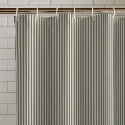 Catherine Lansfield Timeless Stripe 180X180Cm Shower Curtain Green - thumbnail 1