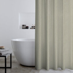 Catherine Lansfield Timeless Stripe 180X180Cm Shower Curtain Green - thumbnail 2