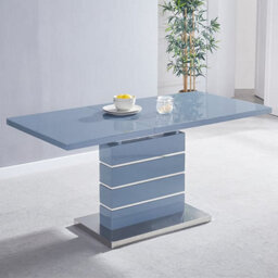 Furniture in Fashion Parini Extending High Gloss Dining Table In Grey With Glass Top