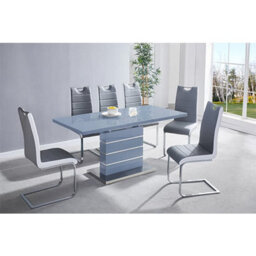 Furniture in Fashion Parini Extending High Gloss Dining Table In Grey With Glass Top - thumbnail 6