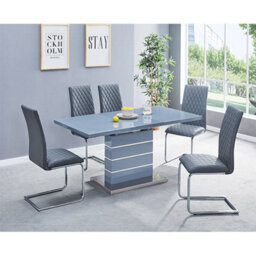 Furniture in Fashion Parini Extending High Gloss Dining Table In Grey With Glass Top - thumbnail 4