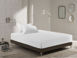 Homes & Linen Super Soft Brushed Microfiber Embossed Stripe Extra Deep White Fitted Sheet 40Cm Mattress Cover - thumbnail 2