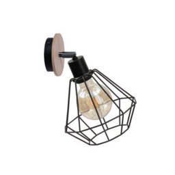 Luminosa Lighting Luminosa Atwood Wall Lamp Black, Wood, 20Cm, 1X E27