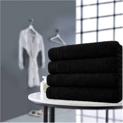 Gc Gaveno Cavailia 4 Pack Wilsford Supreme Bath Sheet Black Highly Absorbent Egyptian Cotton Towel Set - image 1