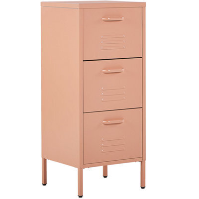 Beliani Storage Unit Wostok Metal Peach Pink - image 1