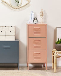 Beliani Storage Unit Wostok Metal Peach Pink - thumbnail 2