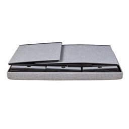 Grey Ottoman 6 Drawer Storage Chest Furniture Fabric Folding Sturdy Space Saving - thumbnail 3