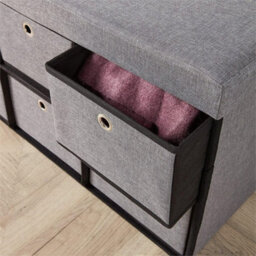 Grey Ottoman 6 Drawer Storage Chest Furniture Fabric Folding Sturdy Space Saving - thumbnail 5