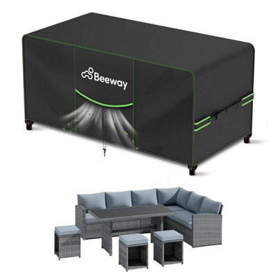Beeway Garden Furniture Cover With Air Vent, Waterproof Patio Rattan Sofa Table Chair Set - 420 D Oxford Fabric, Windproof - 242 - image 1