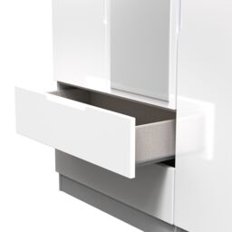 Messina Ready Assembled Modern Matt White 2 Drawer Tall Triple Wardrobe With 1 Mirror Door (H)1970mm (W)1110mm (D)530mm - thumbnail 5