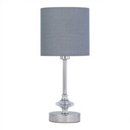 First Choice Lighting Set Of 2 Chrome Jewelled Table Lamp With Grey Cotton Shades - thumbnail 2