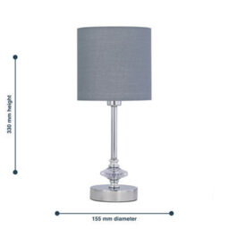 First Choice Lighting Set Of 2 Chrome Jewelled Table Lamp With Grey Cotton Shades - thumbnail 7