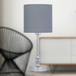 First Choice Lighting Set Of 2 Chrome Jewelled Table Lamp With Grey Cotton Shades - thumbnail 6