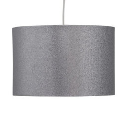 First Choice Lighting Set Of 2 Silvery Grey Glitter 25Cm Pendant Lightshades - thumbnail 3