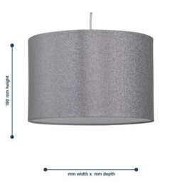 First Choice Lighting Set Of 2 Silvery Grey Glitter 25Cm Pendant Lightshades - thumbnail 8