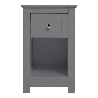 Grey Small Narrow Side End Table W/ Drawer Open Shelf Wood Nightstand Storage Cabinet - image 1