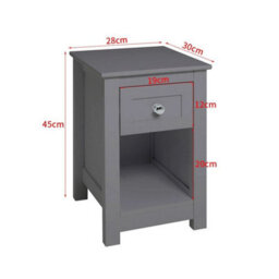 Grey Small Narrow Side End Table W/ Drawer Open Shelf Wood Nightstand Storage Cabinet - thumbnail 2