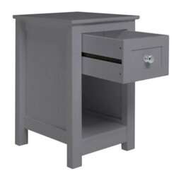 Grey Small Narrow Side End Table W/ Drawer Open Shelf Wood Nightstand Storage Cabinet - thumbnail 4