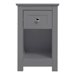 Grey Small Narrow Side End Table W/ Drawer Open Shelf Wood Nightstand Storage Cabinet - thumbnail 1