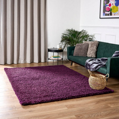 Bravich Aubergine Thick Shaggy Rug - California - 110X160Cm - image 1