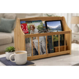 Free Standing Wooden Magazine Newspaper Storage Rack - thumbnail 5