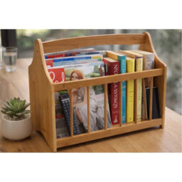 Free Standing Wooden Magazine Newspaper Storage Rack - thumbnail 3