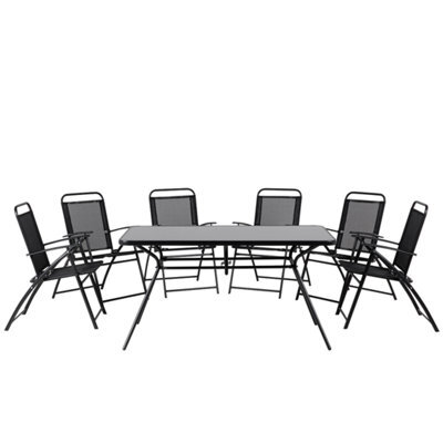 Beliani Garden Dining Set 6 Seater Livo Metal Black - image 1