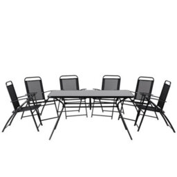 Beliani Garden Dining Set 6 Seater Livo Metal Black - thumbnail 1