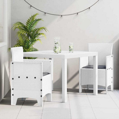 Berkfield Garden Dining Set 3 Pcs White Polt Rattan - image 1