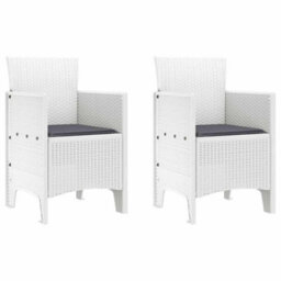Berkfield Garden Dining Set 3 Pcs White Polt Rattan - thumbnail 5