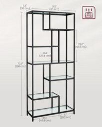 Songmics Bookshelf, 6-Tier Tall Bookcase, Plant Stand, Display Shelf, Tempered Glass, For Study, Office, Room, Kitchen, Black - thumbnail 2