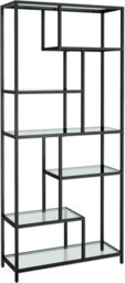 Songmics Bookshelf, 6-Tier Tall Bookcase, Plant Stand, Display Shelf, Tempered Glass, For Study, Office, Room, Kitchen, Black - thumbnail 6