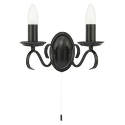 Happy Homewares Traditional Wall Light Fixture With Pull Switch And Black Arms And Sconces - thumbnail 1