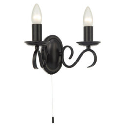 Happy Homewares Traditional Wall Light Fixture With Pull Switch And Black Arms And Sconces - thumbnail 5